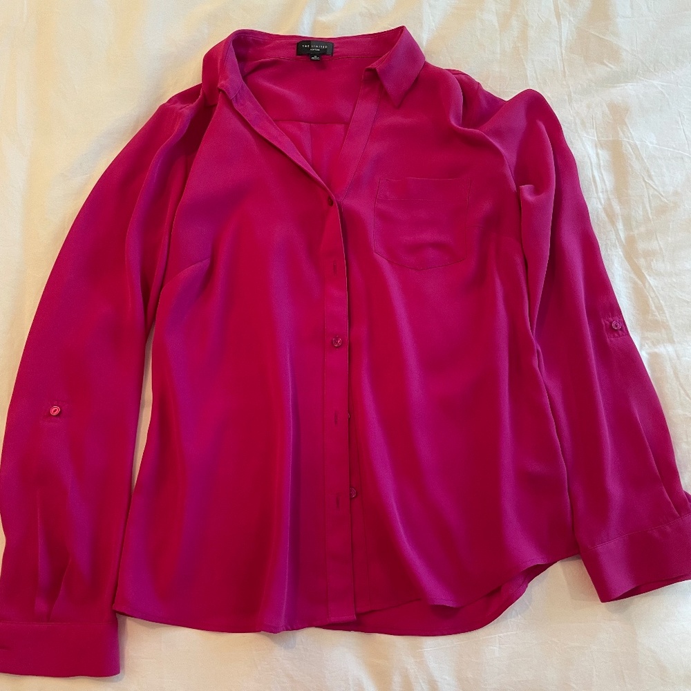 Fuchsia Button Down Work Shirt